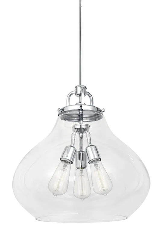 Dervissi Clear Glass Chrome Large Pendant