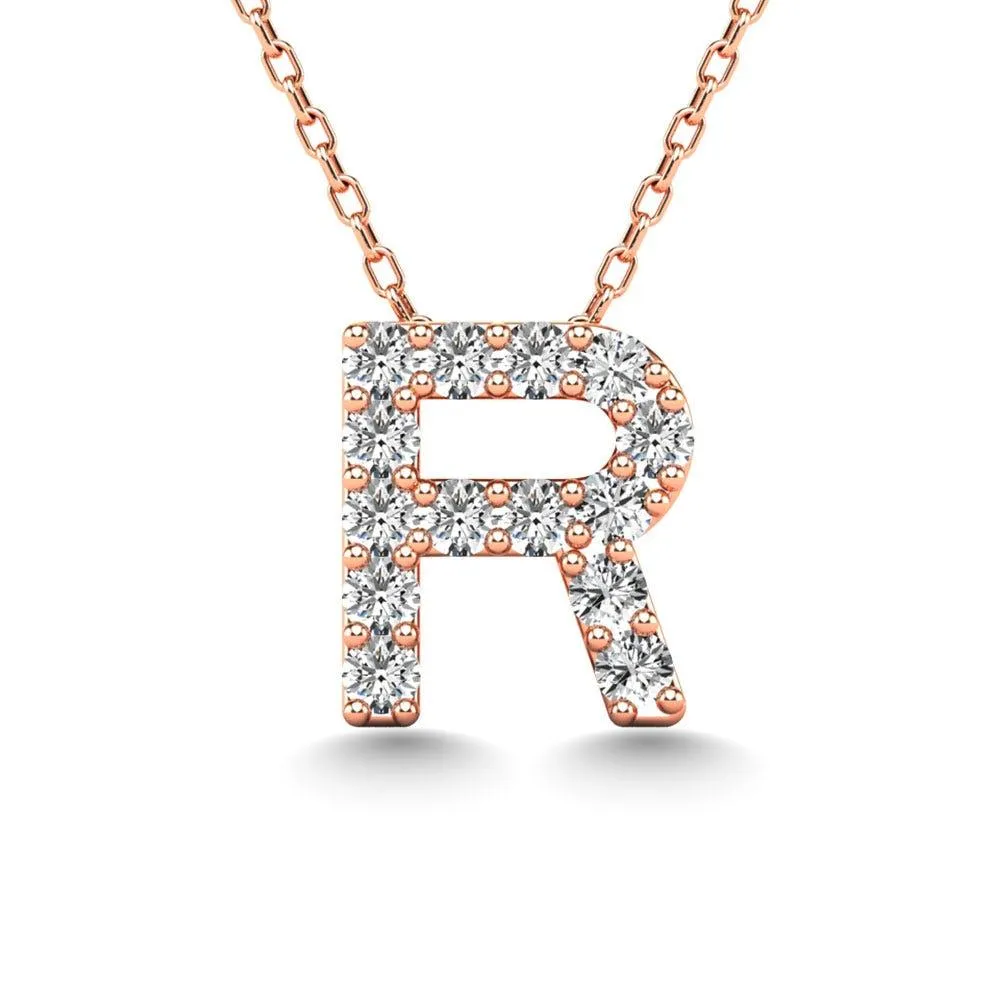 Diamond 1/8 Ct.Tw. Letter R Pendant in 14K Rose Gold"