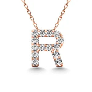 Diamond 1/8 Ct.Tw. Letter R Pendant in 14K Rose Gold"