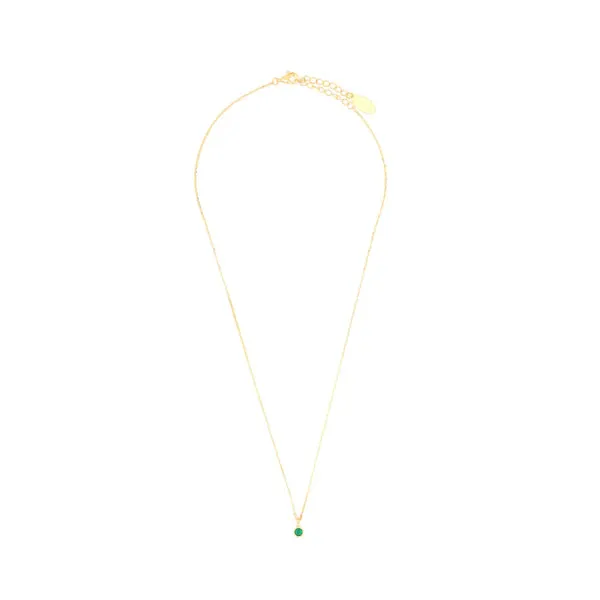 Diamonds by Georgini - Natural Green Agate and Diamond May Pendant Gold