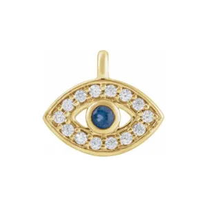 Evil Eye Charm | Blue Sapphire | 14k Yellow Gold