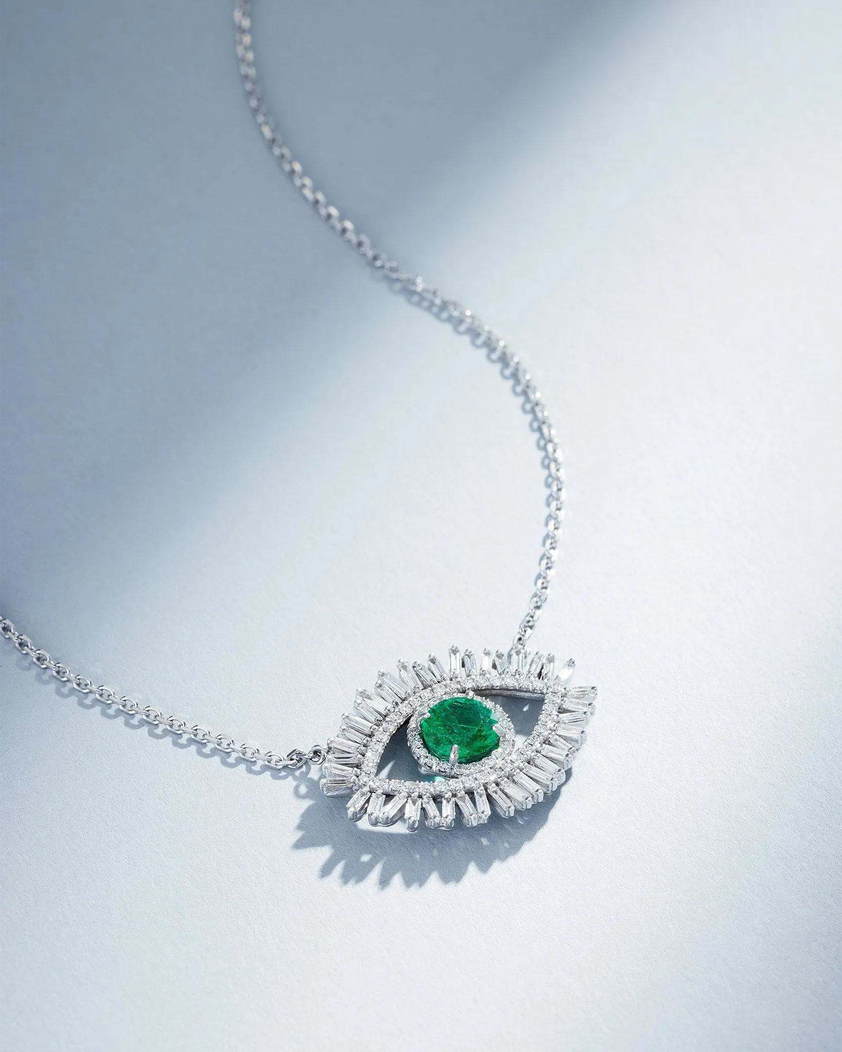 Evil Eye Milli Emerald Half Pave Pendant