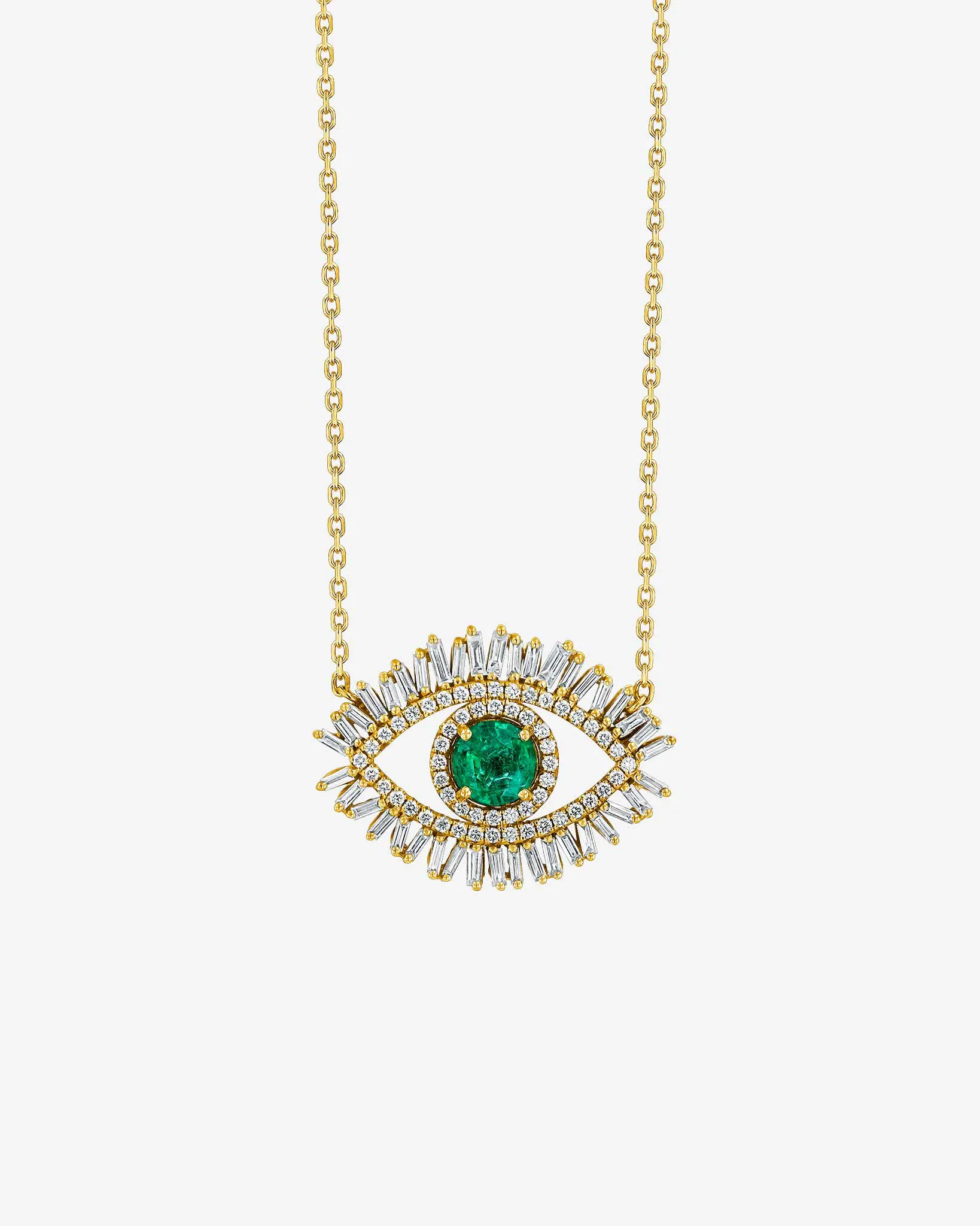 Evil Eye Milli Emerald Half Pave Pendant