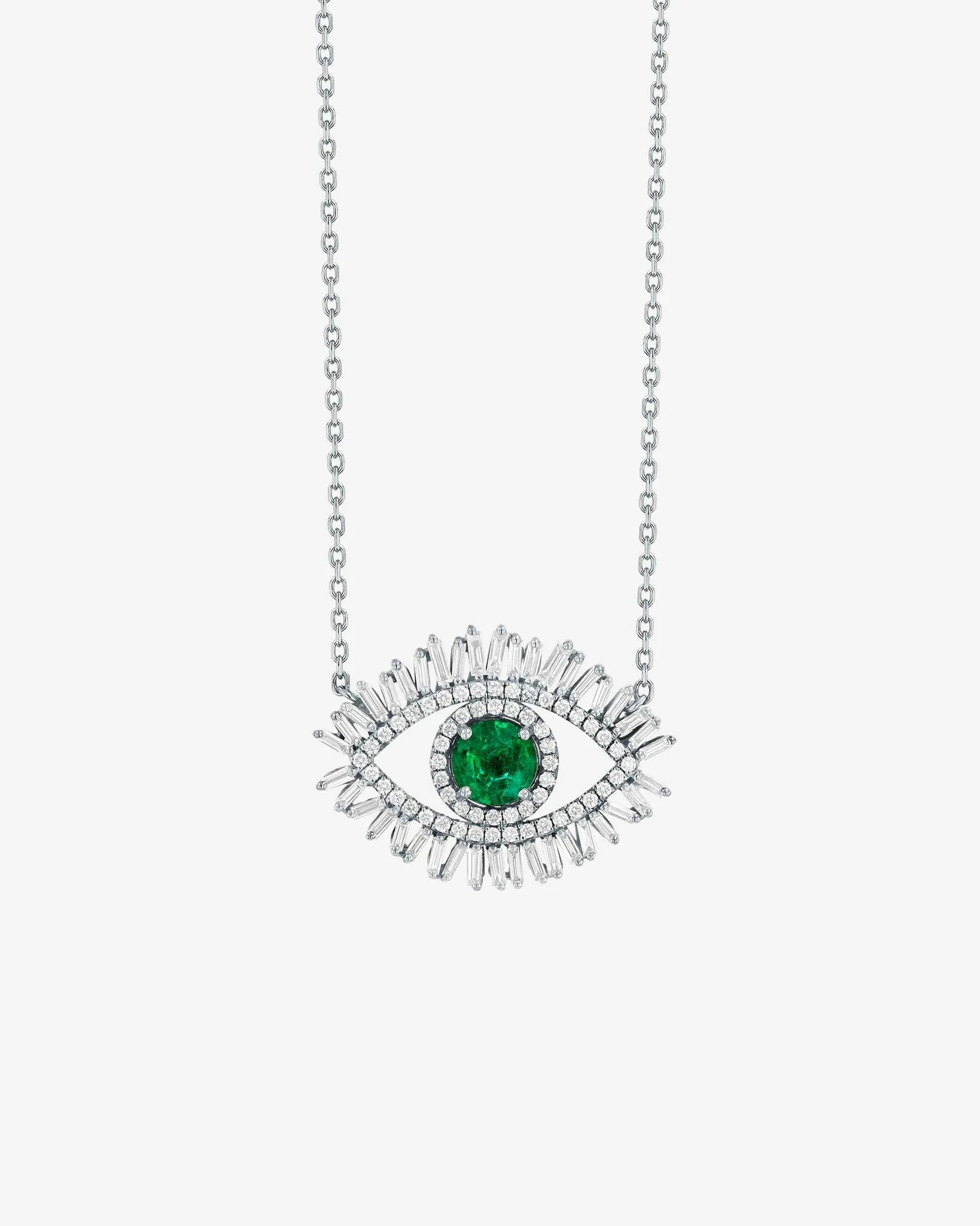 Evil Eye Milli Emerald Half Pave Pendant