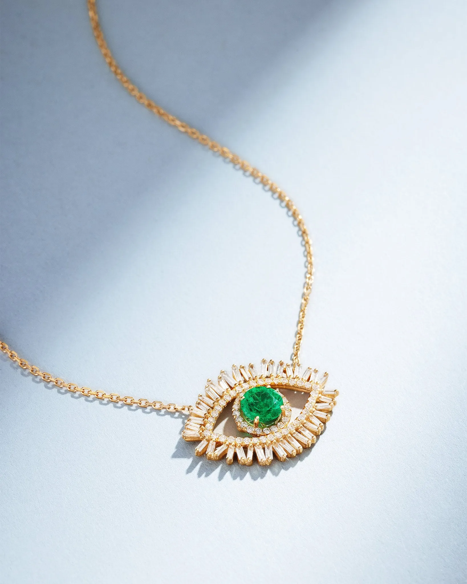 Evil Eye Milli Emerald Half Pave Pendant