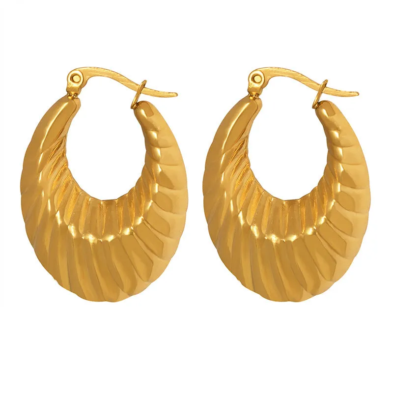 Exaggerated U-Shaped Titanium Earrings - Stylish Gold-Plated Jewelry for Women