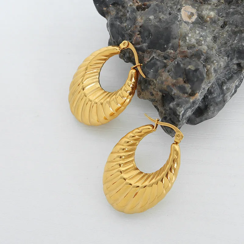 Exaggerated U-Shaped Titanium Earrings - Stylish Gold-Plated Jewelry for Women