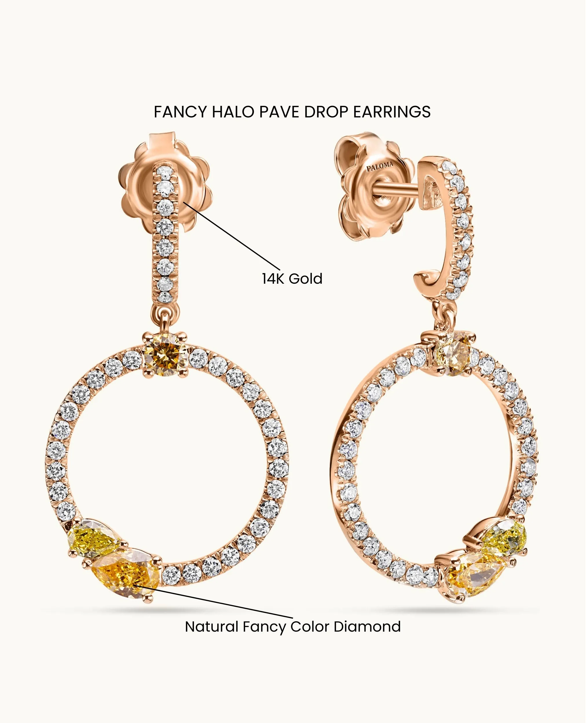 Fancy Halo Drop Earrings