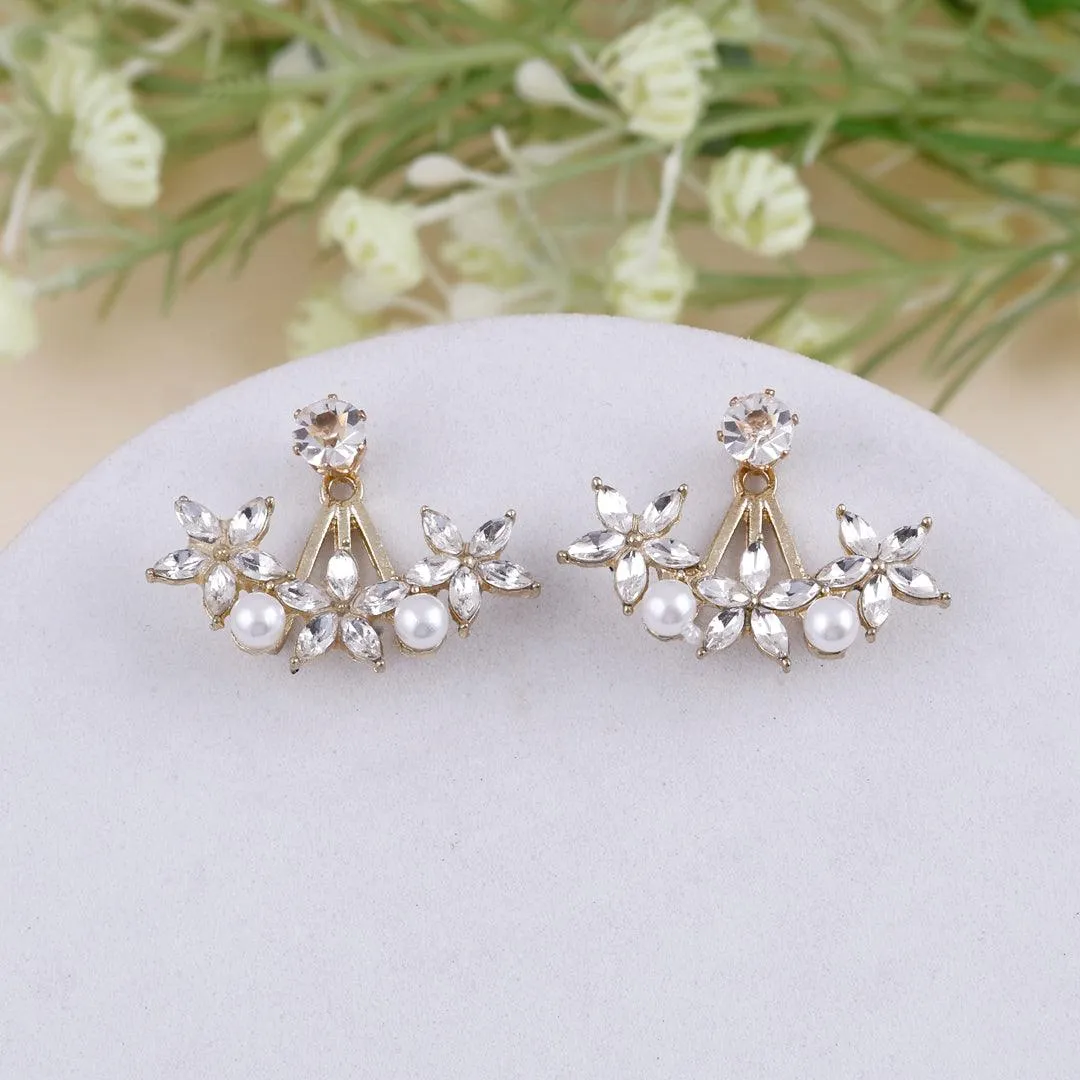 Floral Crystal and Pearl Earrings