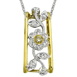 Floral Pendant in 18k Gold with Diamonds