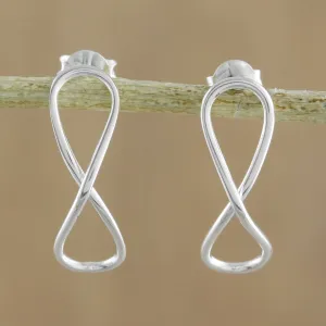 For All Time Sterling Silver Infinity Symbol Drop Earrings