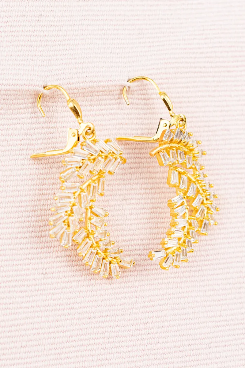 French Crystal Leaf Earrings