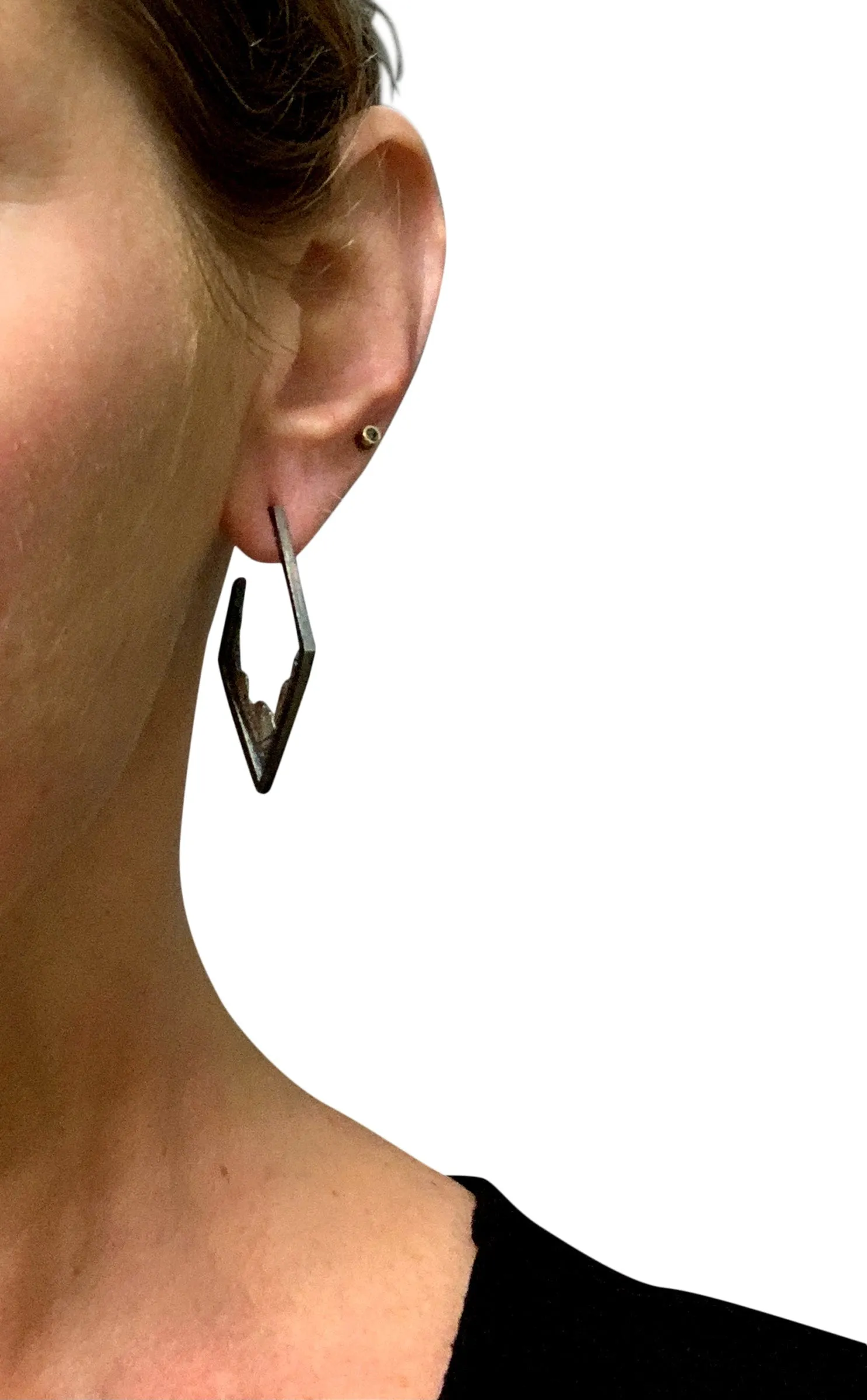 Geo Hoops - Silver Oxidized