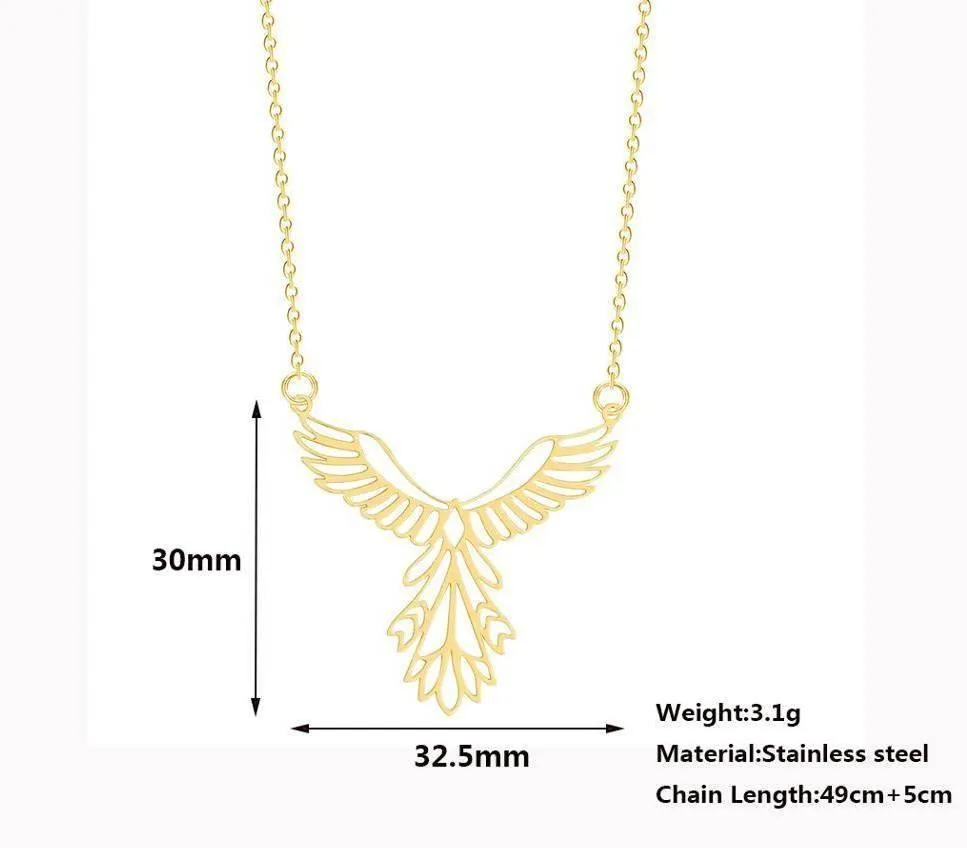 Geometric Phoenix Stainless Steel Necklace