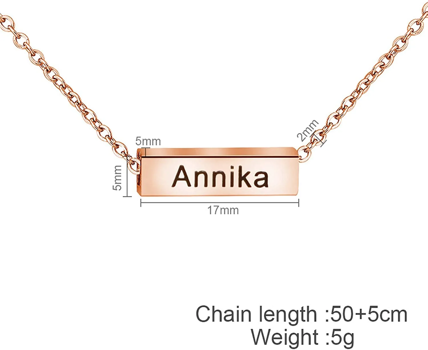 Girls Personalized Name Bar Necklaces Stainless Steel Square Tube Necklace Pendant 4 Sides Customize Letters for Women Girlfriend Mom