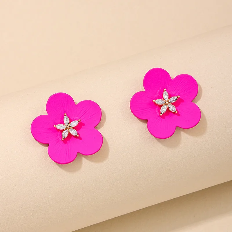 Glimmering Floral Stud Earrings for Stylish Ladies