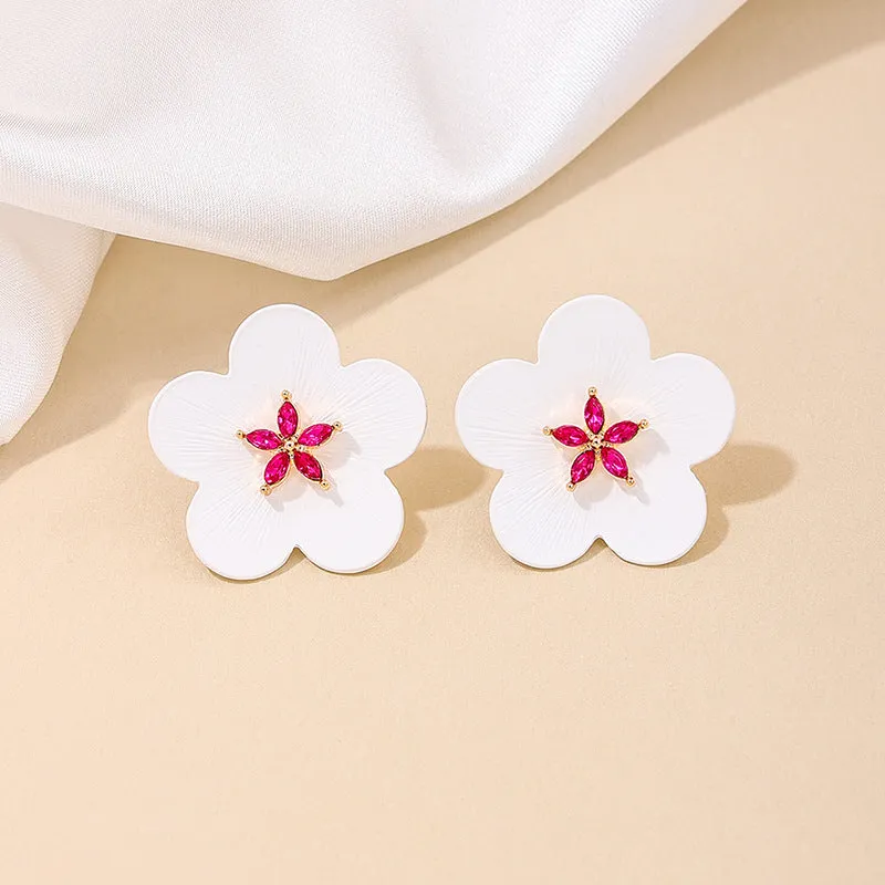 Glimmering Floral Stud Earrings for Stylish Ladies