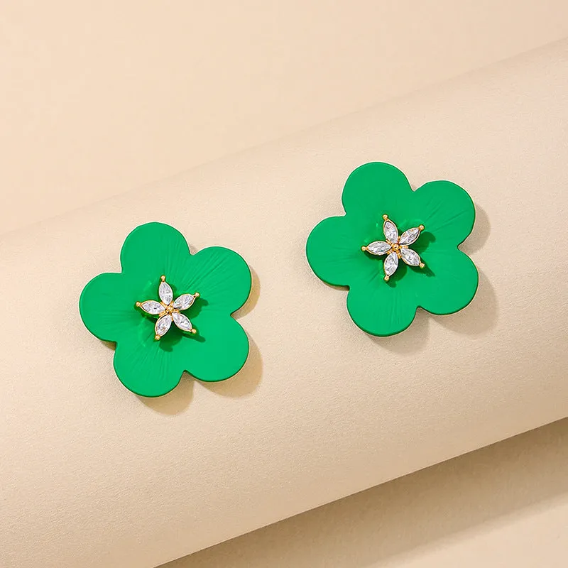 Glimmering Floral Stud Earrings for Stylish Ladies