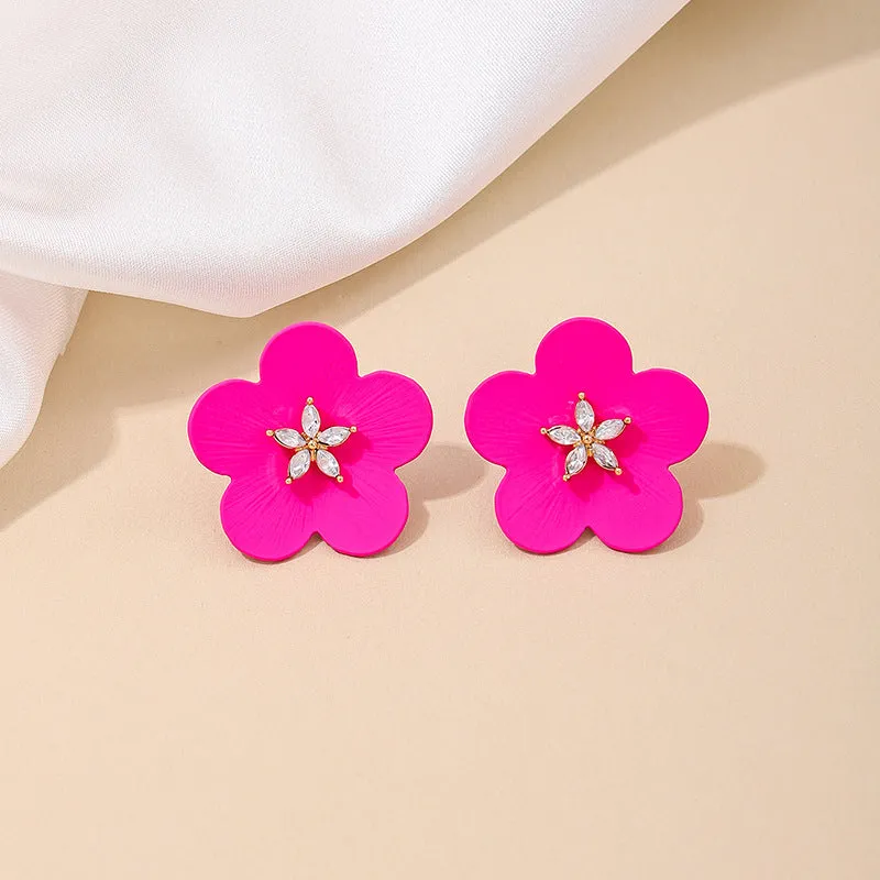 Glimmering Floral Stud Earrings for Stylish Ladies