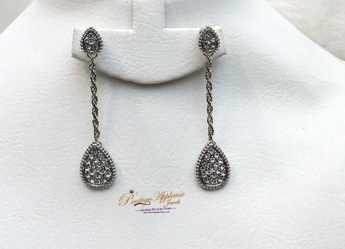 Glitz Elegant Fashion Fancy Latest Silver Plated Long Earrings for Women