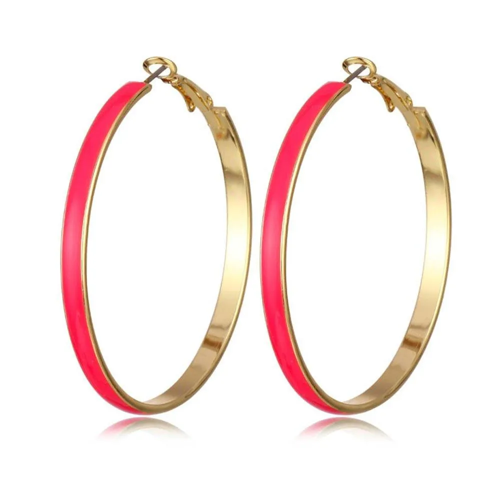 Gold Colorful Round Hoop Earrings