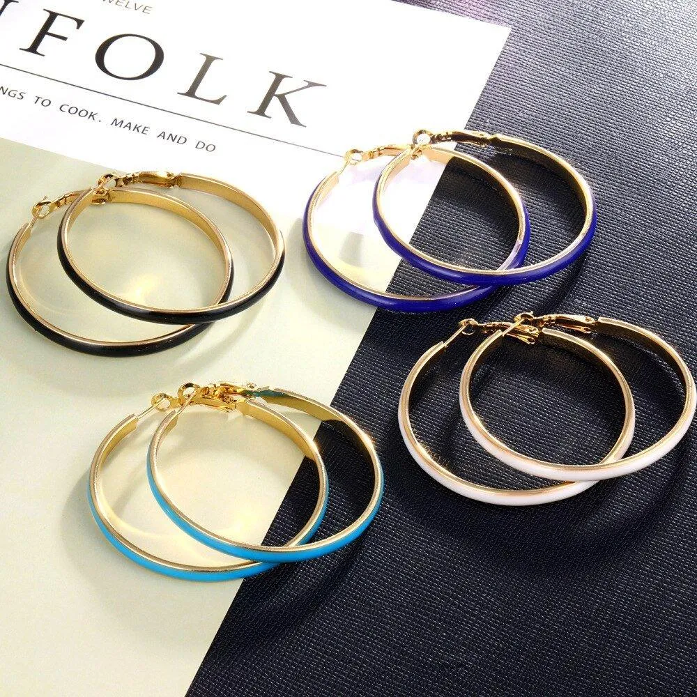 Gold Colorful Round Hoop Earrings