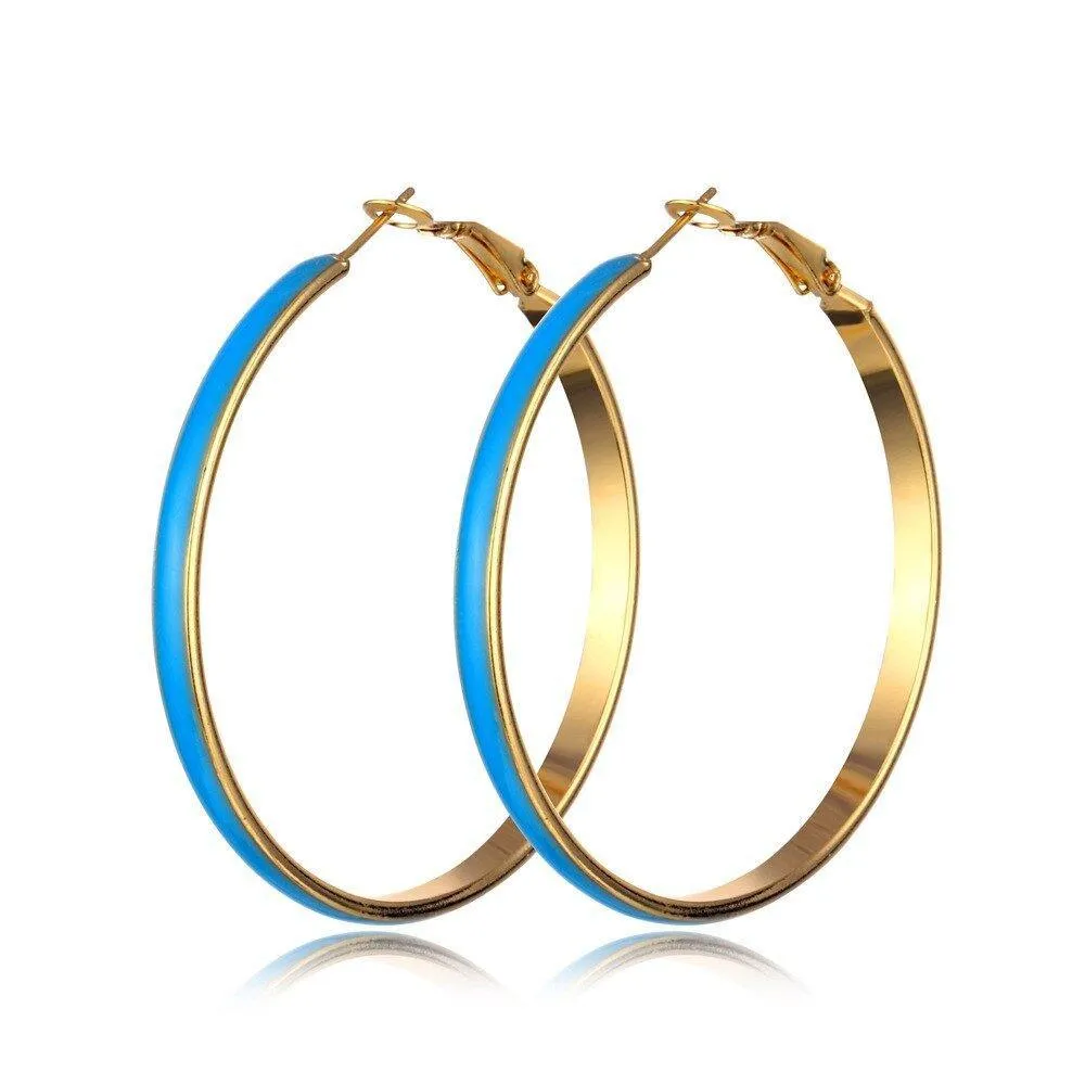 Gold Colorful Round Hoop Earrings