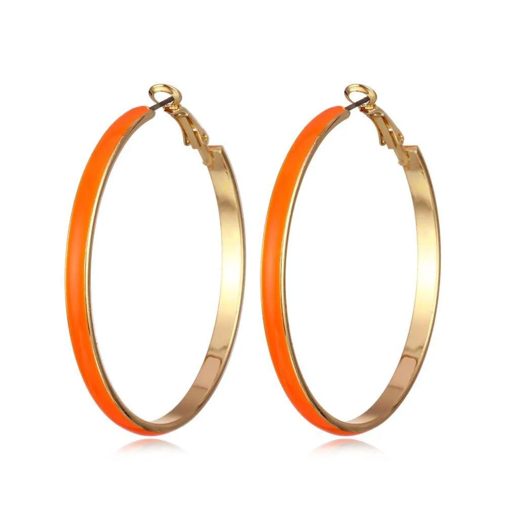 Gold Colorful Round Hoop Earrings