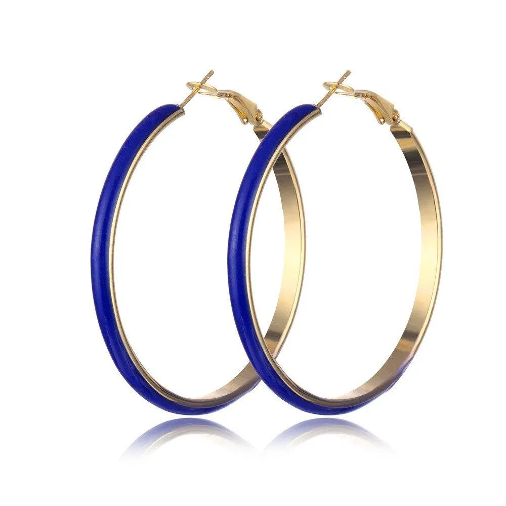 Gold Colorful Round Hoop Earrings