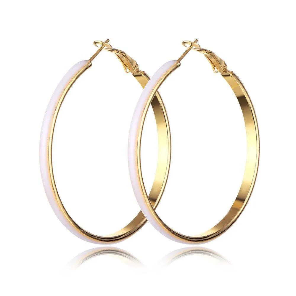 Gold Colorful Round Hoop Earrings