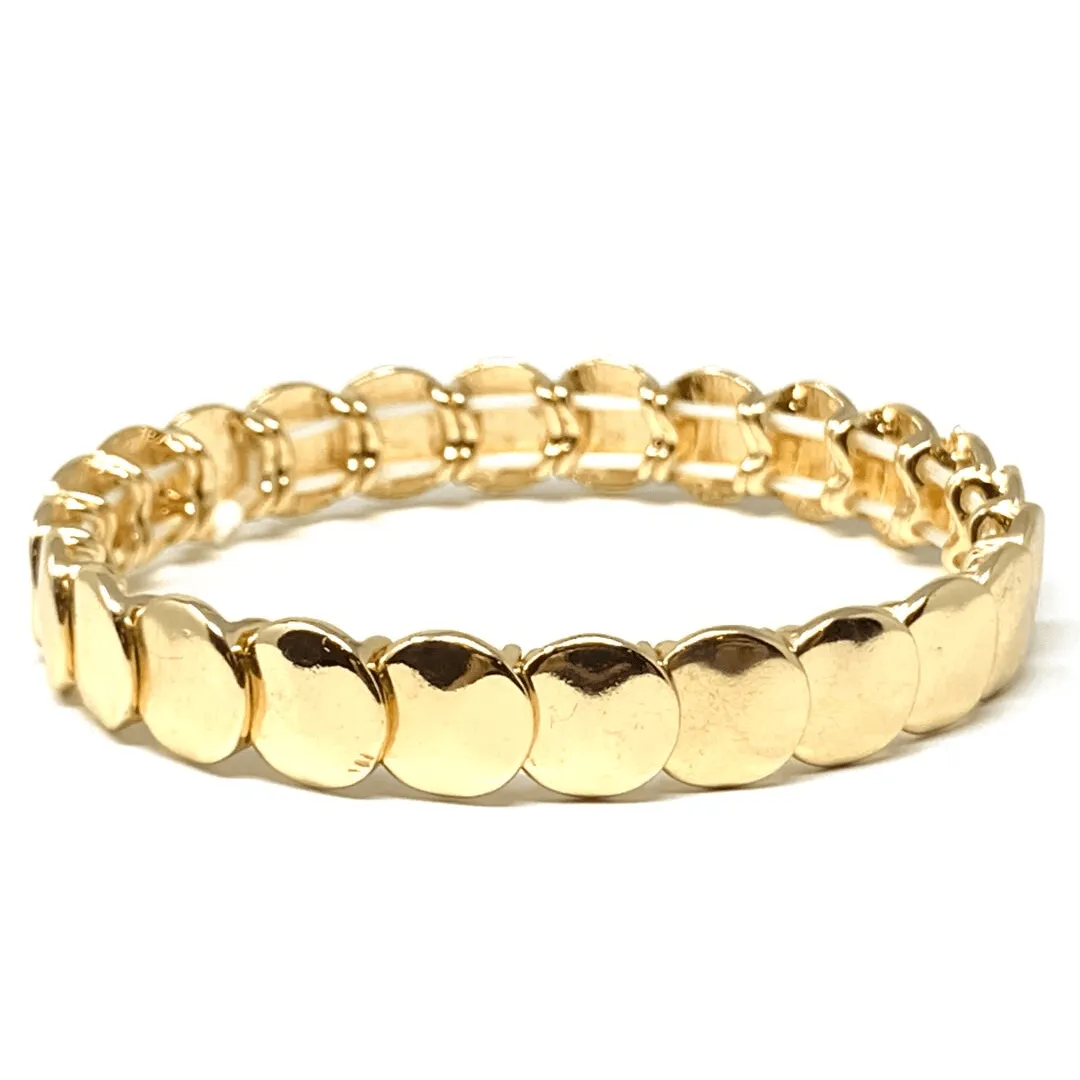 Gold Disc Stacking Stretch Bracelet