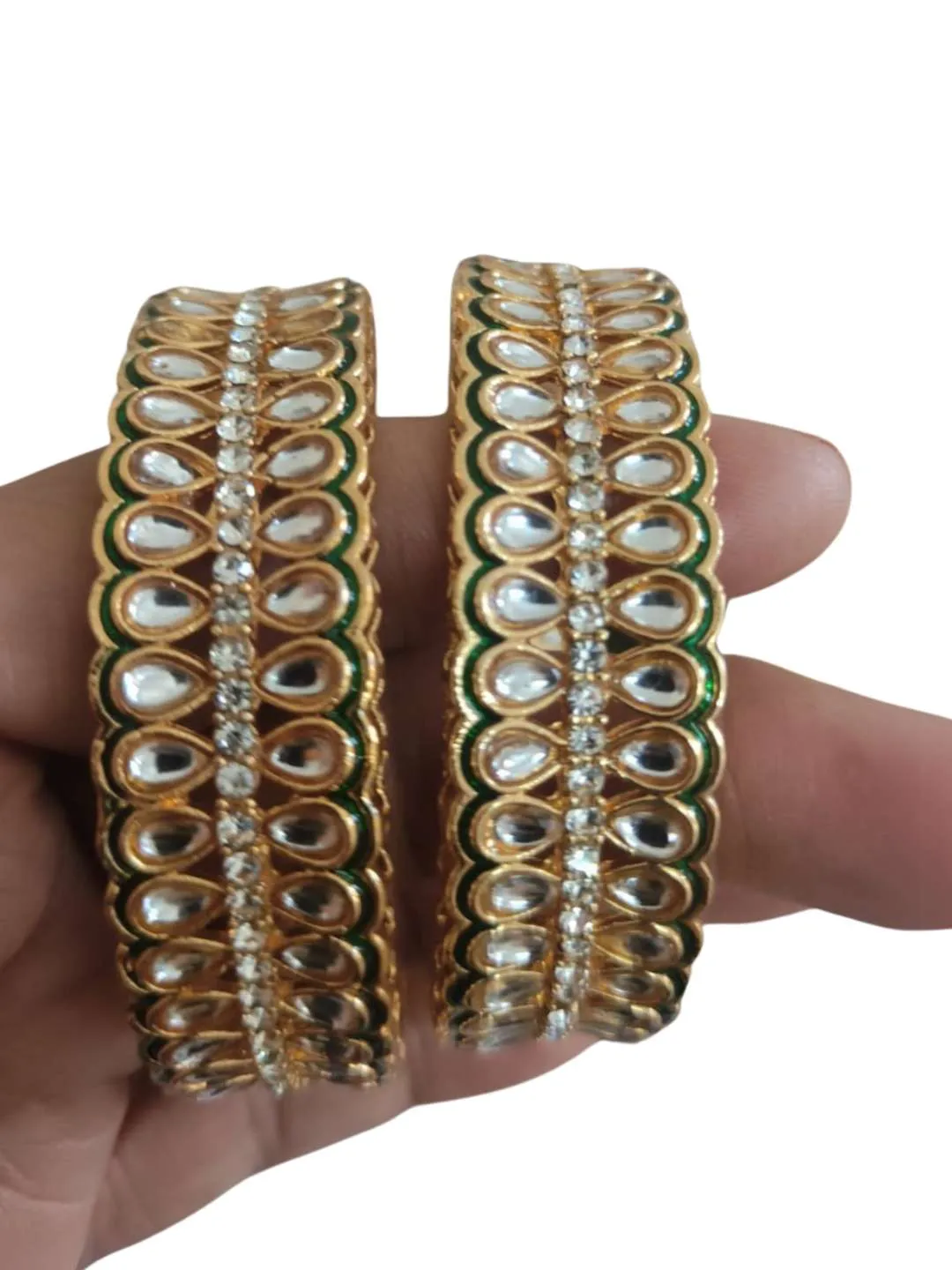 Gold Plated Kundan And Stone Bangles