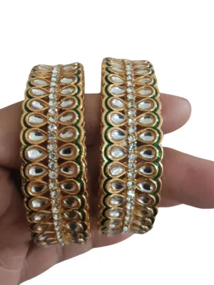 Gold Plated Kundan And Stone Bangles