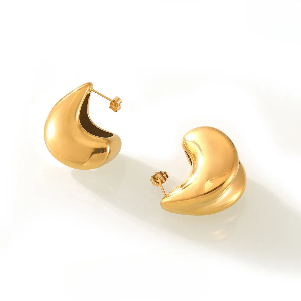 Golden Double-Layer Water Droplet Earrings - Stylish Titanium Steel Design