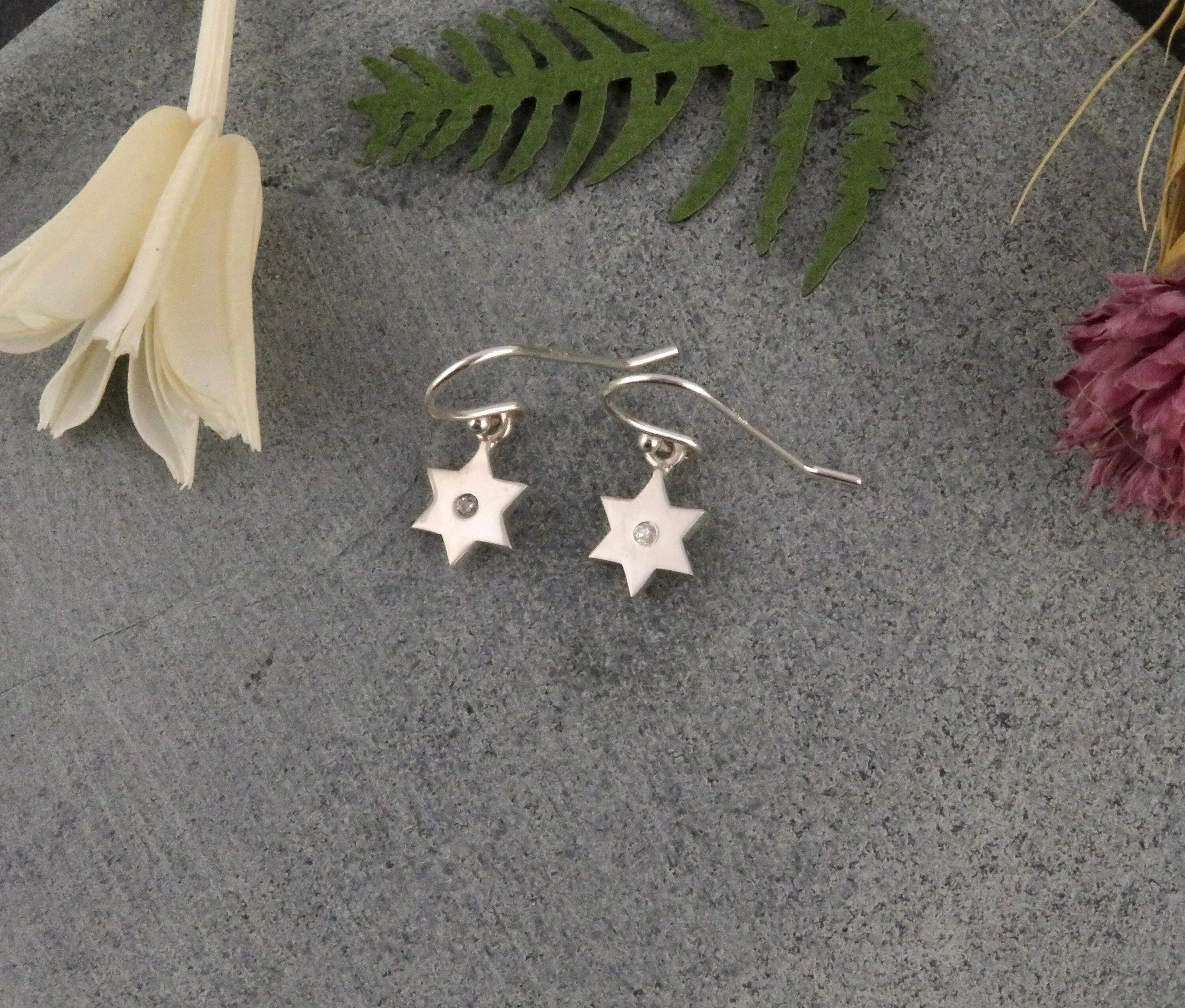 Graceful Star of David Diamond Earrings