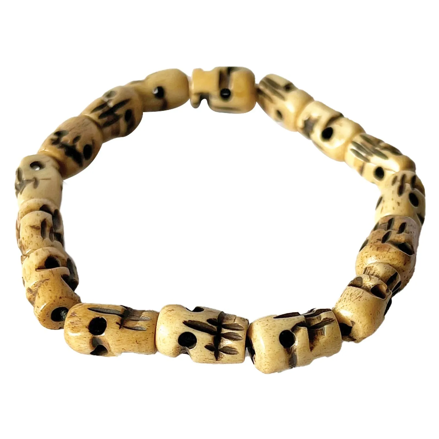 Hand Carved Skull Bone Bracelet