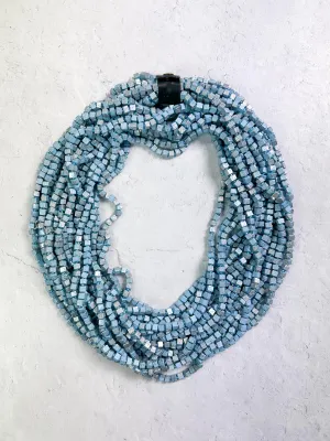 Hand Painted The Next Pashmina Beaded Necklace, Powder Blue/Silver