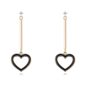 Heart-Shaped Charming Earrings For Women Black