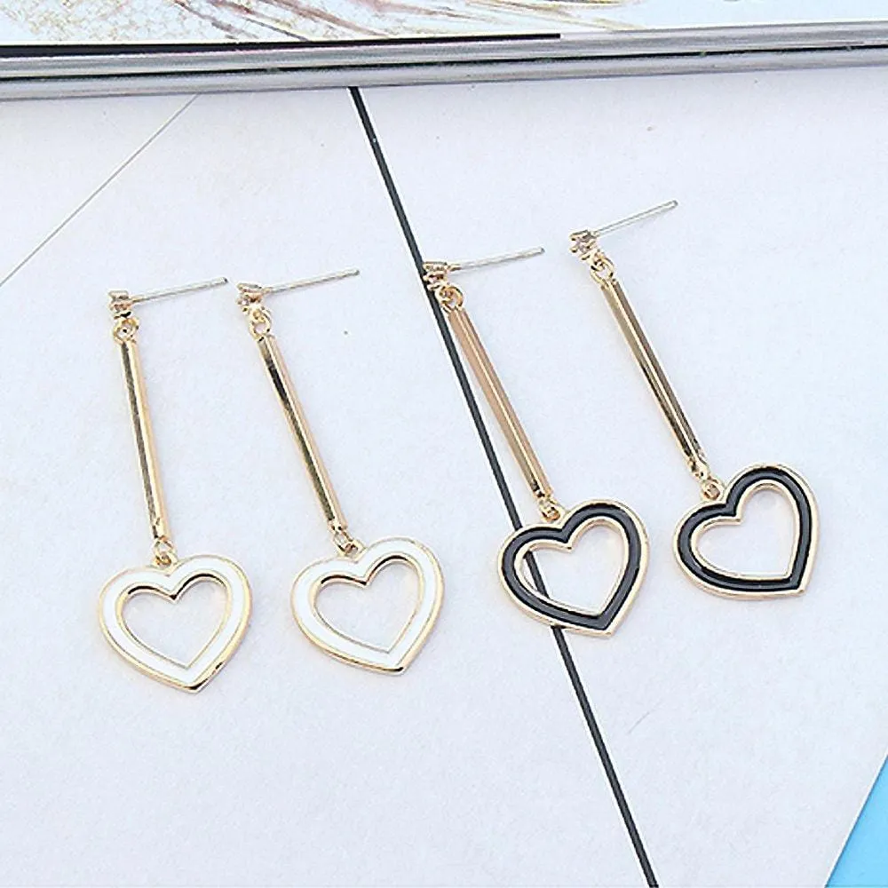 Heart-Shaped Charming Earrings For Women Black