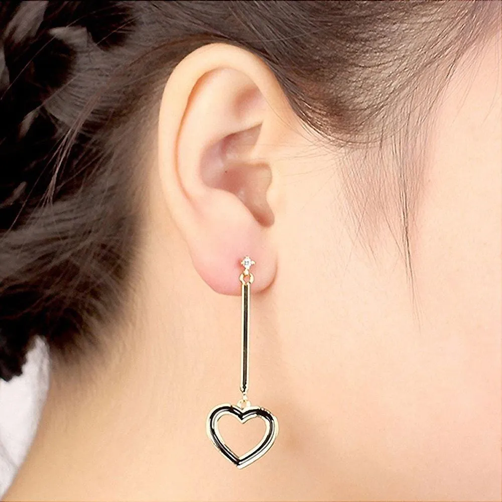 Heart-Shaped Charming Earrings For Women Black