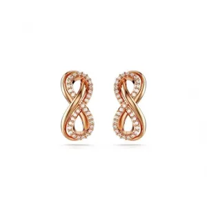 Hyperbola White Rose Gold-tone Plated Infinity Stud Earrings 5684085