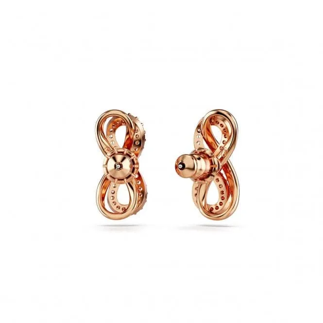 Hyperbola White Rose Gold-tone Plated Infinity Stud Earrings 5684085