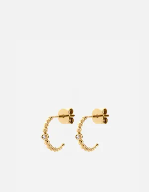 Ida Huggie Earrings, 14k Gold Pavé