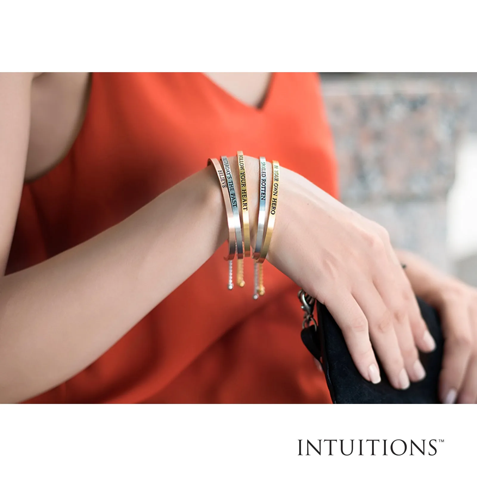 Intuitions Stainless Steel BORN TO BE WILD Diamond Accent Adjustable Bracelet