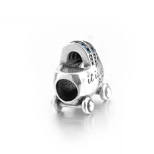 It is a Girl Baby Bassinet Crystal Charm 925 Sterling Silver