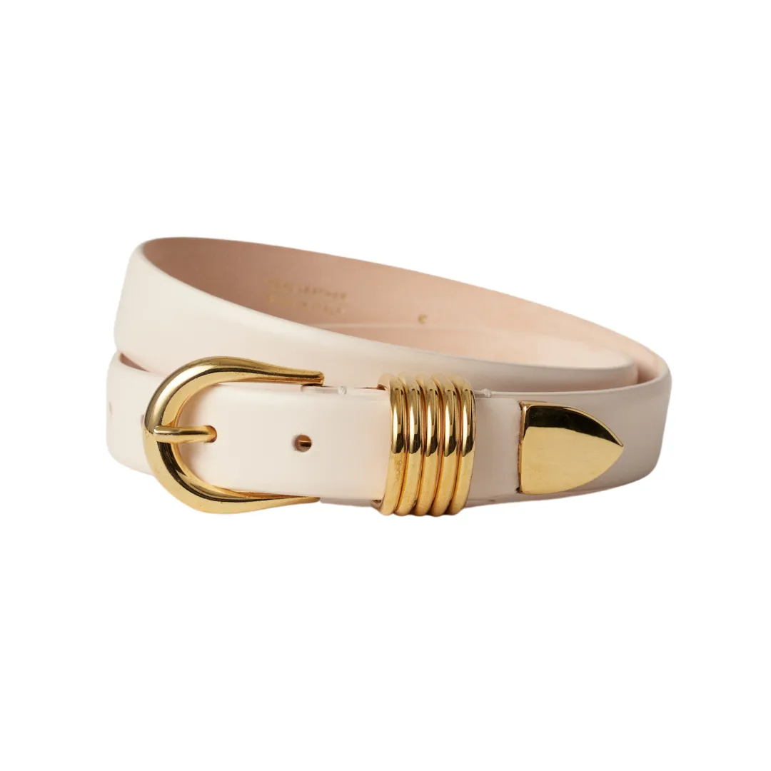 Ivory Hollyhock Leather Belt