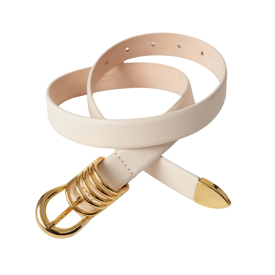 Ivory Hollyhock Leather Belt