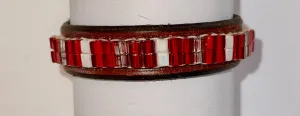 Just Fur Fun- Leather Bracelet (Hot Tamale)