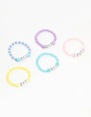 Kids Beaded Floral BFF Stretch Bracelets 5-Pack