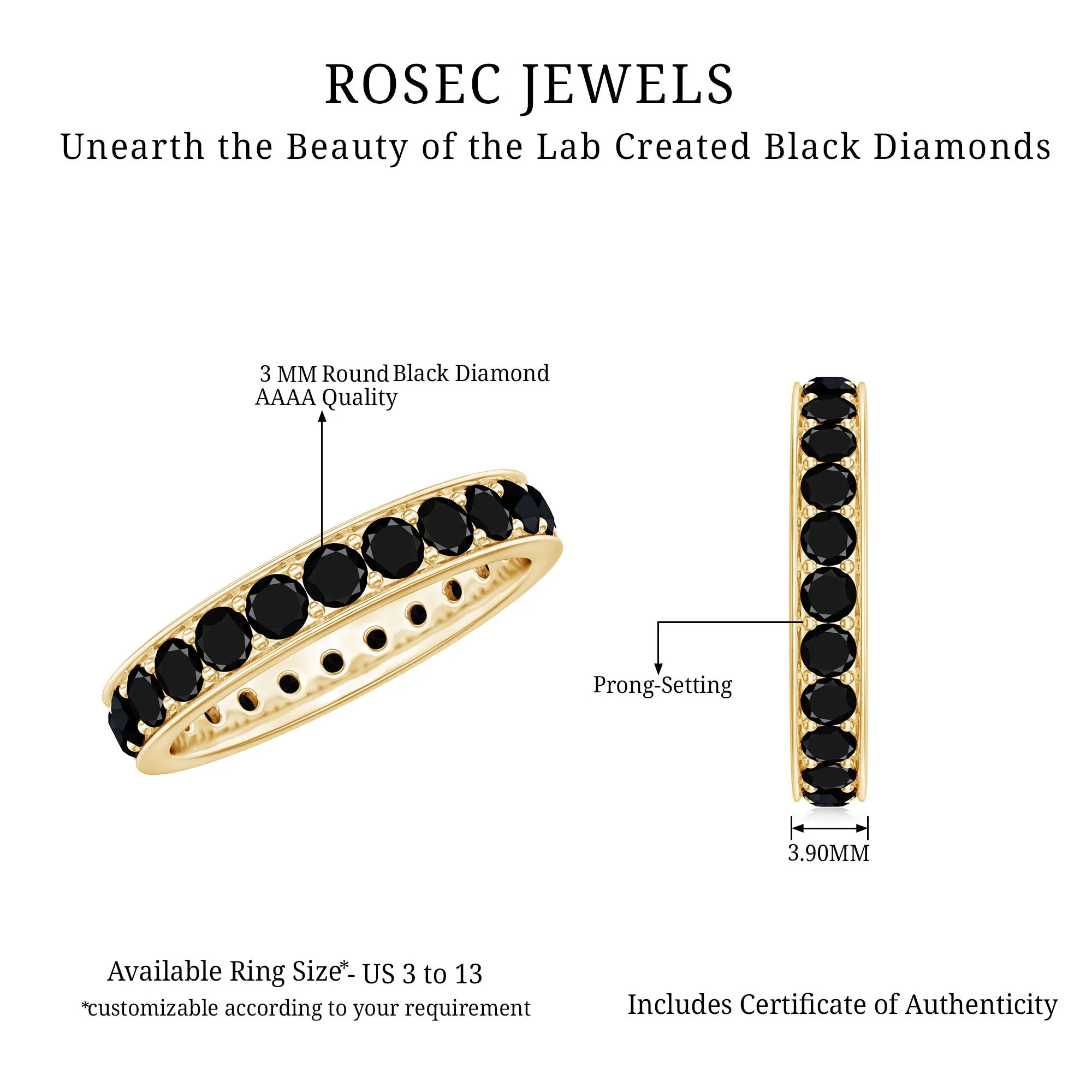 Lab Grown Black Diamond Simple Eternity Band Ring